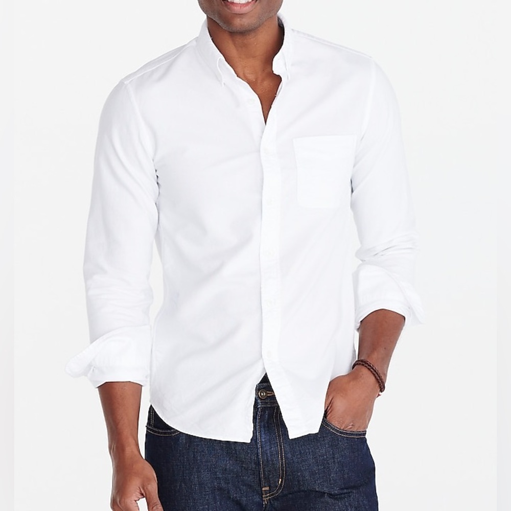 J.Crew Factory Flex Oxford Button Down Shirt, Small, White.